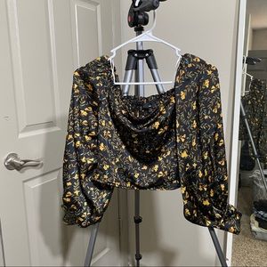 Satin floral crop top